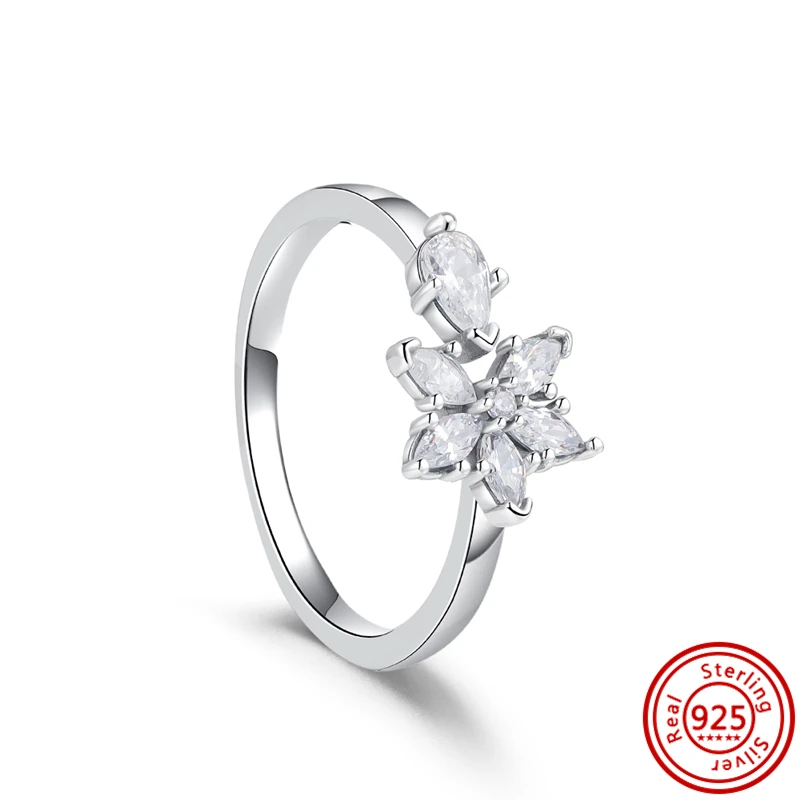 Women's 925 Silver Sparkling Zircon Stackable Ring