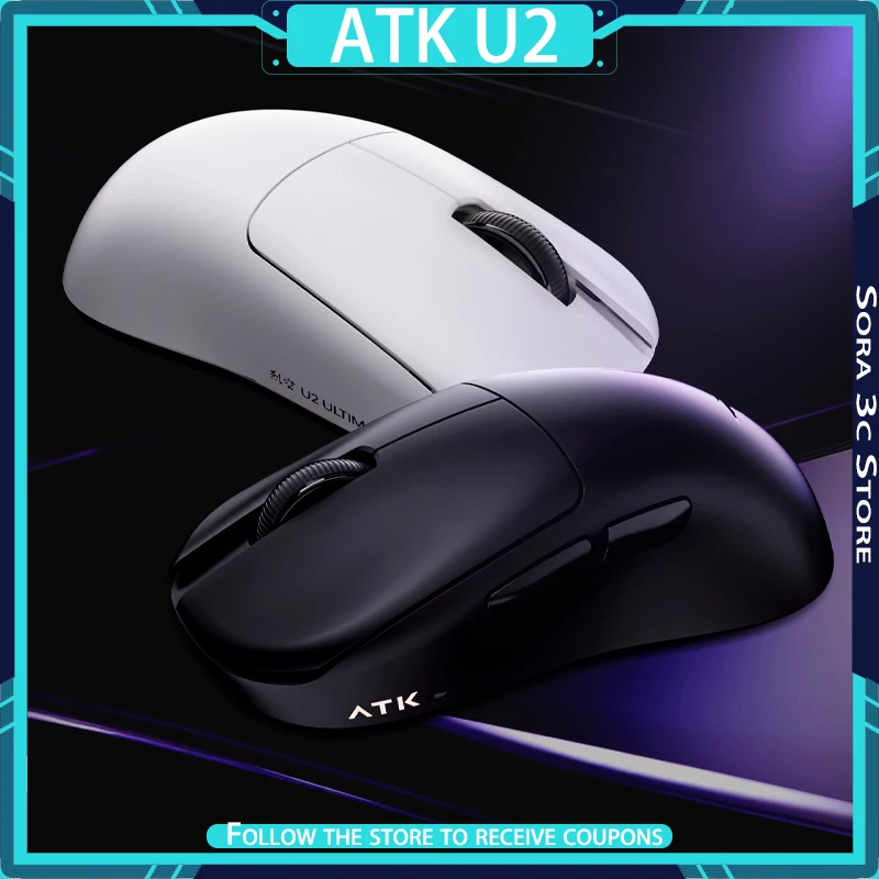 

Мышь серии ATK Liekong U2 Blazing Sky U2, беспроводная трехрежимная легкая эргономичная игровая мышь PAW3395/3950, 8k с низкой задержкой