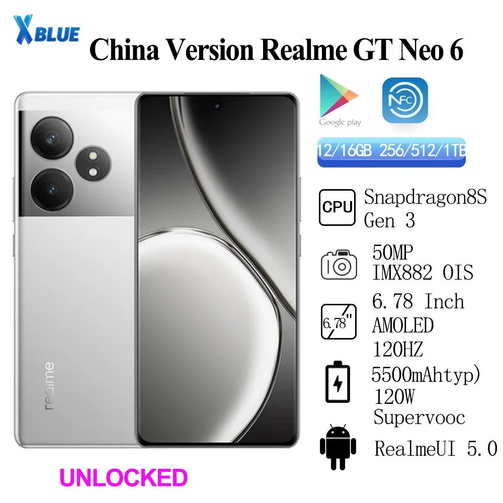 Realme GT Neo 6 Snapdragon 8S Gen3, 5500mAh, 120W Supervooc, 50MP, IMX882 OIS, 6.78 