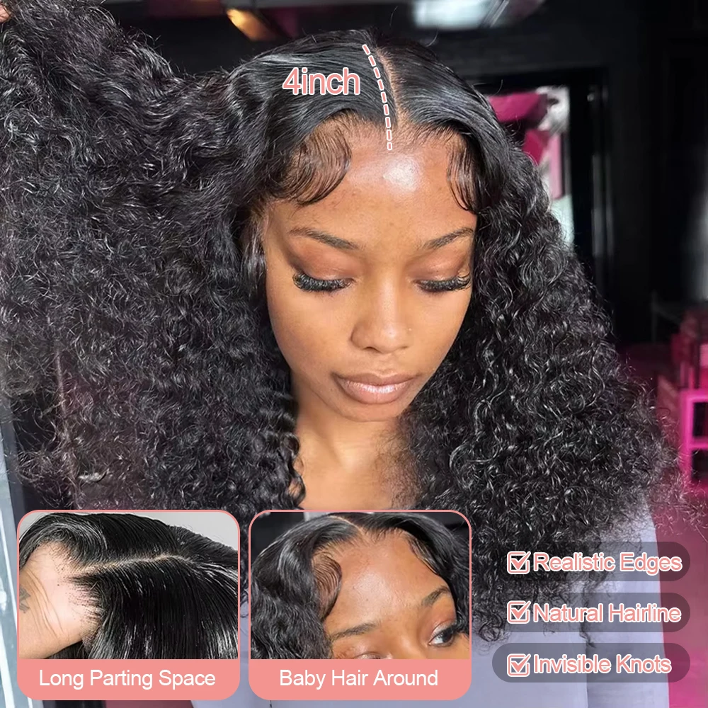 غريب مجعد الباروكات 100% شعر الإنسان غلويليس شعر مستعار لا الغراء البرازيلي موجة عميقة 13x4 13x6 Hd الدانتيل الباروكات الأمامية للنساء قبل قطعها #2