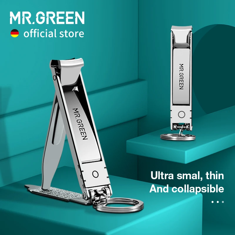 MR.GREEN-Ultra-Thin Nail Clippers, dobrável portátil Viagem unha Tesoura, cortador de aço inoxidável, Manicure Ferramentas