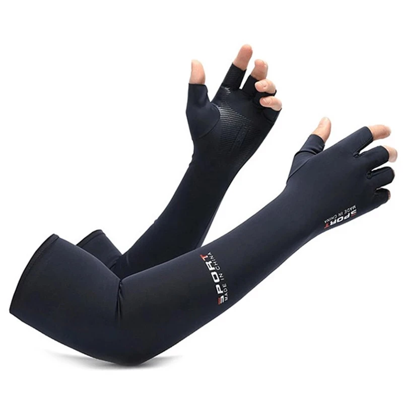 

Summer ice cool Men Women Arm Sleeve Running Cycling Fishing Sport Bike Gloves 5-finger Cuff Sun UV Protection Arm Cover
