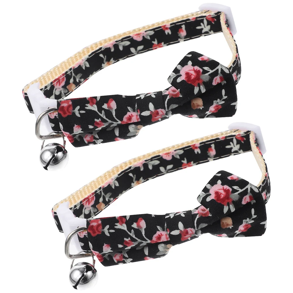 

2pcs Cute With Bell Cartoon Dog Collar Bow Tie Adjustable Pet Collar Decor For Kitten Puppy Daily Wear Party Adorable