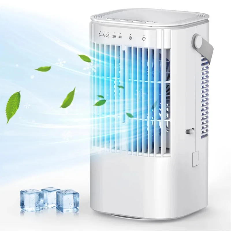 Der Desktop-Luftkühler verfügt über drei einstellbare Lüftergeschwindigkeiten, einen leisen Betrieb und ein kompaktes, tragbares Design. Es kann als persönliche Klimaanlage in Schlafzimmern, Büros und