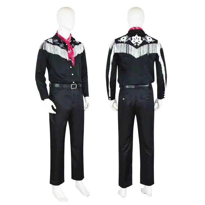 2023 جديد فيلم مارجوت روبي باربي كوسبلاي كين كوسبلاي للرجال البالغين أزياء البقرة السوداء للهالوين بذلة وردية لعب الأدوار