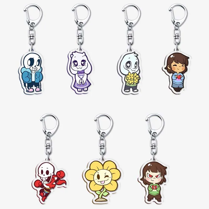 5cm Undertale Sans Flowey Papyrus Asriel Keychain Cosplay Accessories Game Key Chain Pendant Cartoon Badge Christmas Gifts