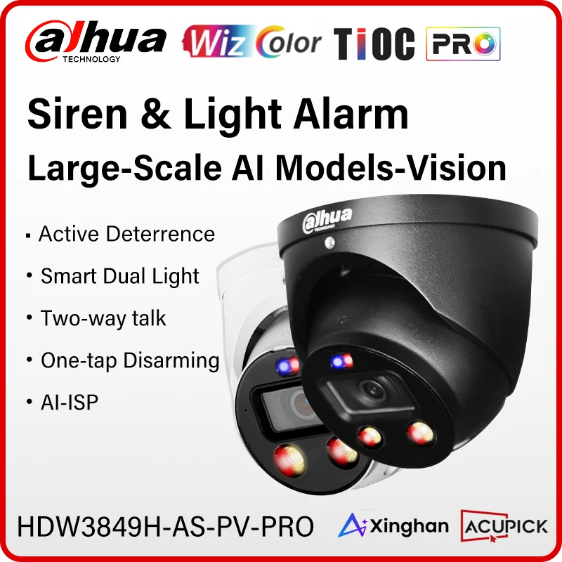 Dahua 8MP WizColor TiOC HDW3849H-AS-PV-PRO 4K Siren & Light Active Deterrence Security CCTV AI-ISP SMD 4.0 Two-way Talk AcuPick