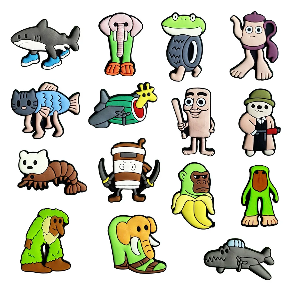 Shan Hai Jing Original funny Shoes Charms Mix PVC Shoe Accessories For humorous and witty Decoration Buckle Party Xmas Gifts