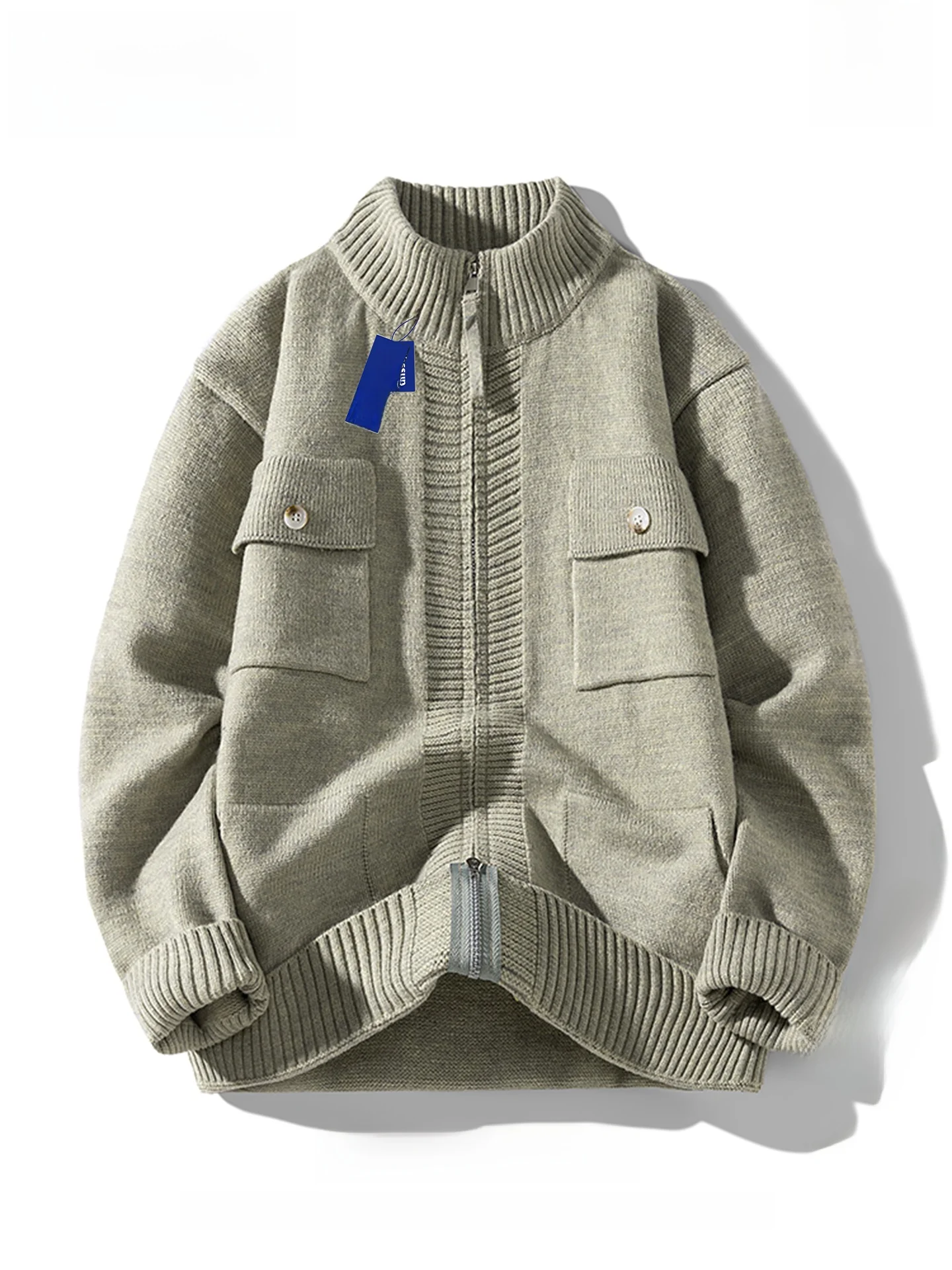 

Мужской мягкий теплый повседневный вязаный кардиган Wassup Dozen, рабочая одежда, осенне-зимний модный трендовый длинный свитер с высоким воротником