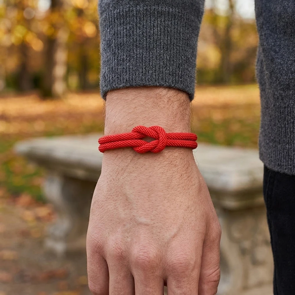 Black Red Double Braided Rope Bracelet Men Magnetic Clasp Woven Cord Bracelet Women Jewelry Gift