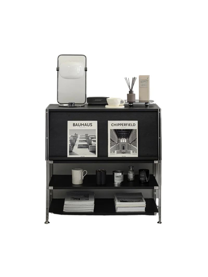 

Magazine rack ins Nordic living room side few black sofa side cabinet