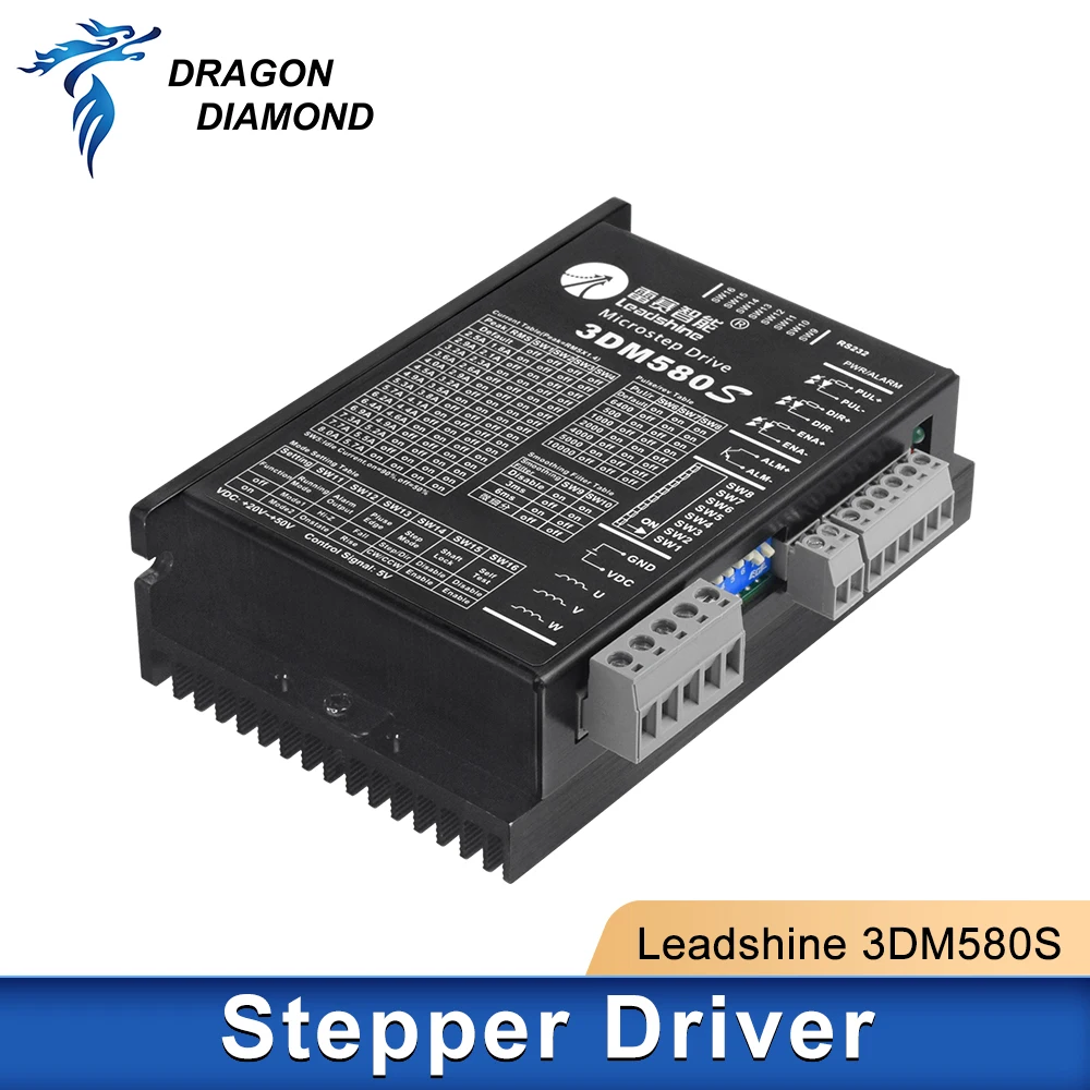 Leadshine 3 Phase Servo Stepper Driver Nema57 18-50VDC 1-8A 3DM580S Stepper Motor Driver For CO2 CNC Laser Machine