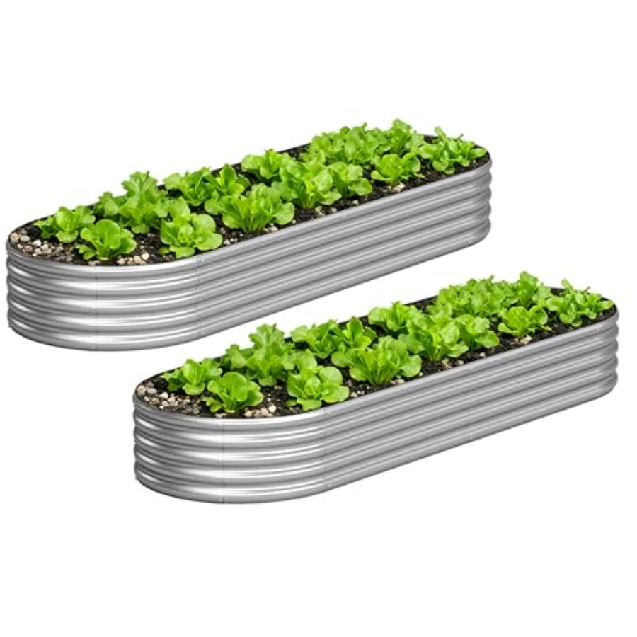 

Galvanized Raised Garden Bed Outdoor, 8x2x1ft 2Pack Metal Heavy Duty Planter Boxes for Gardening, Easy Assemble Bottomless Smal