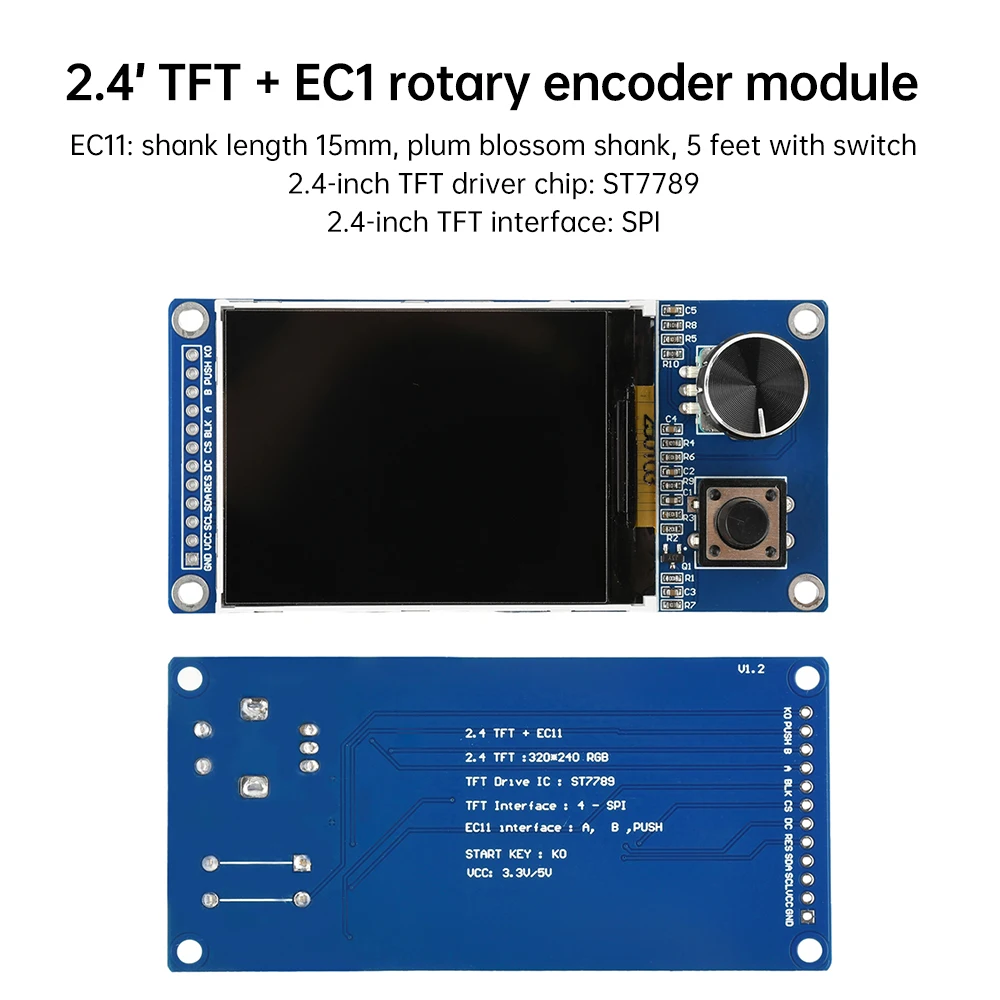 EC11 Drehgeber-Kombinationsmodul TFT-LCD-Display SPI-Schnittstelle 1,8/2,4-Zoll TFT-Display für Elektronikprojekte – Detail 9