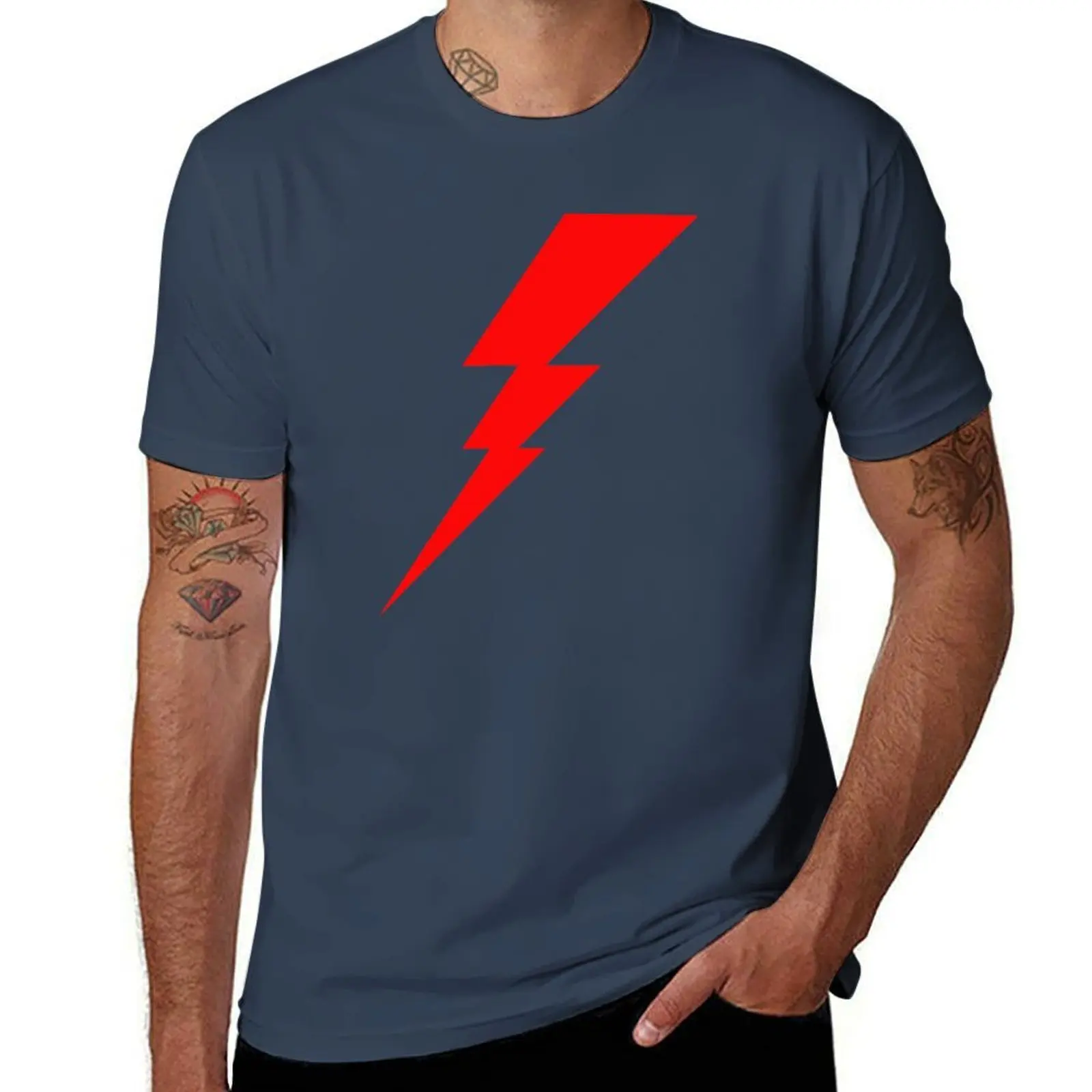 

Bolt Red Lightning Geometric White Shape And T-Shirt Fashion Pattern Printed Tee Shirt