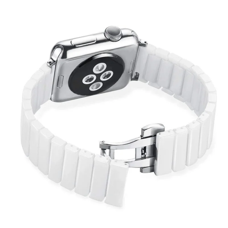 

Женский новый черный и белый керамический браслет из нержавеющей стали с пряжкой-бабочкой ремешок для iwatch8 apple 38-45 мм ремешок для часов