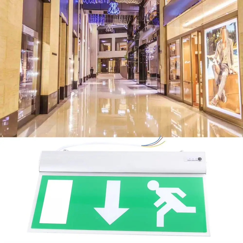 110-240V Commercial LED Emergency Sign Lamp Green Bulb Exit Sign Security Light Safety Left Right Neon Light School