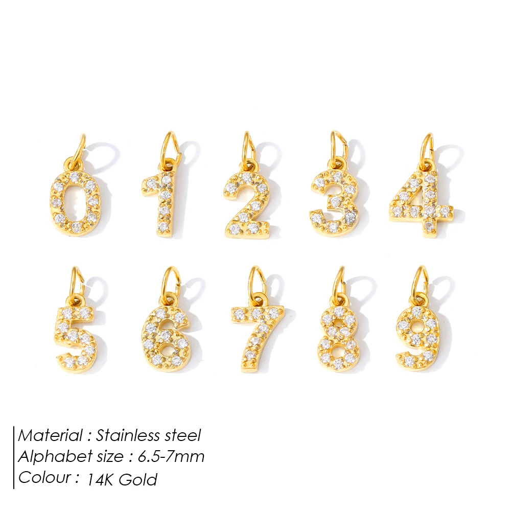 EMANCO Creative 0-9 Three-dimensional Zirconia Digital Charm Pendant DIY Necklace Bracelet Jewelry Factory Outlet