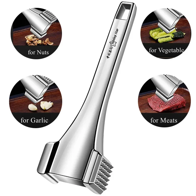 304 Stainless Steel  Kitchen Meat Hammer Ergonomic Handle Nail Sharpened Peen LFGB Certificate Tenderizer Steak Pounding Tool