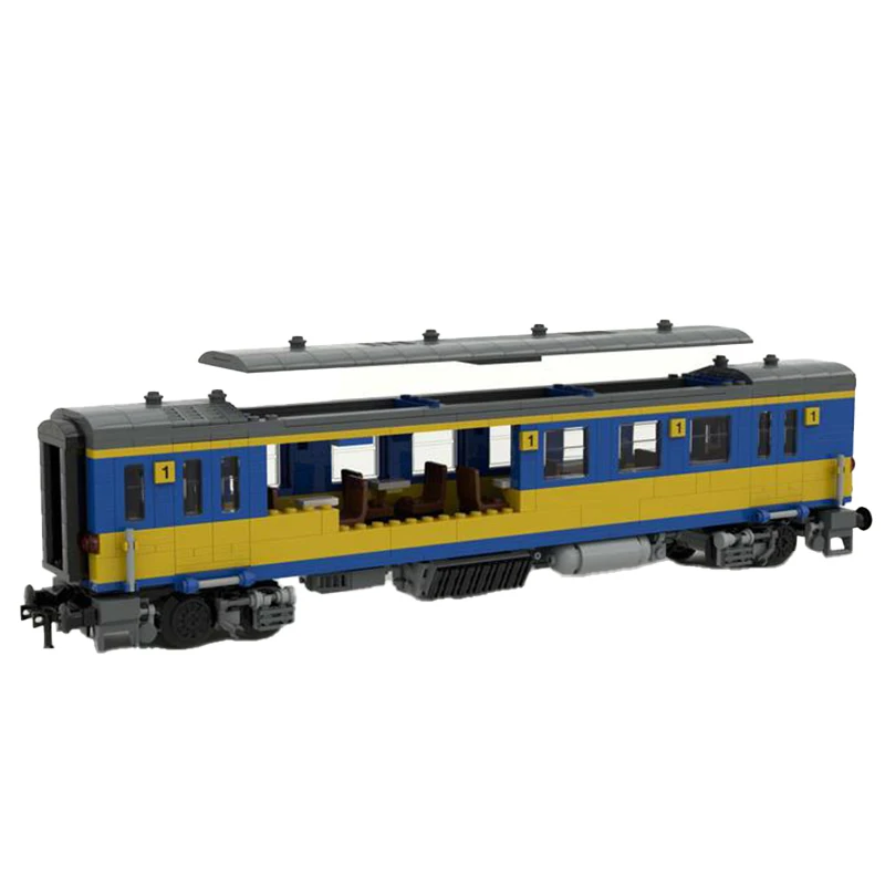 City Railway Dutch NS Koploper Passenger Train Locomotive Building Blocks 2 Class  Carriage Assembly Model Bricks Toys Kid Gifts