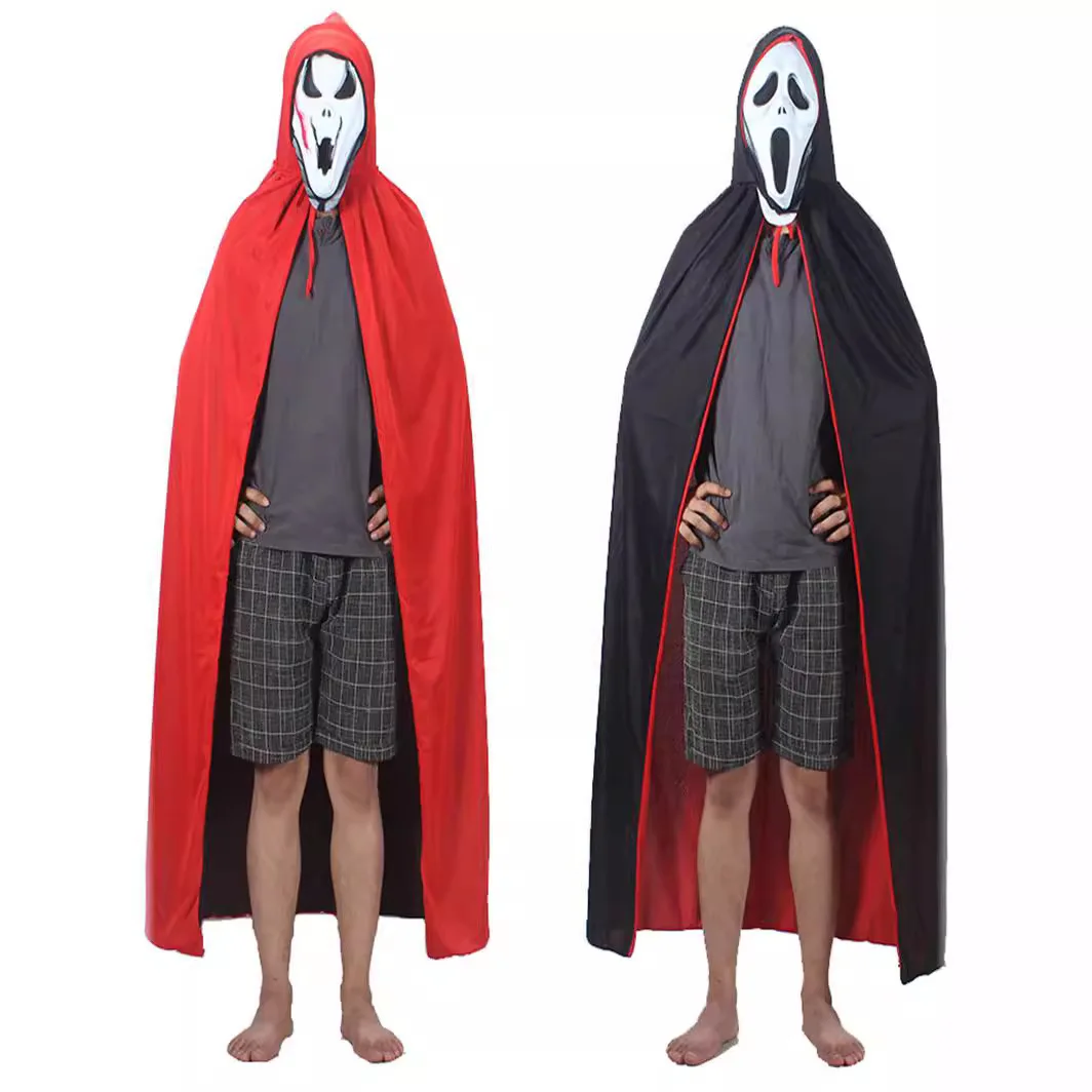 Cape à capuche rouge Bla double couche, Costume d'halloween, vêtements de performance sur scène, vêtements de plang de rôle, Fes traditionnelles chinoises...
