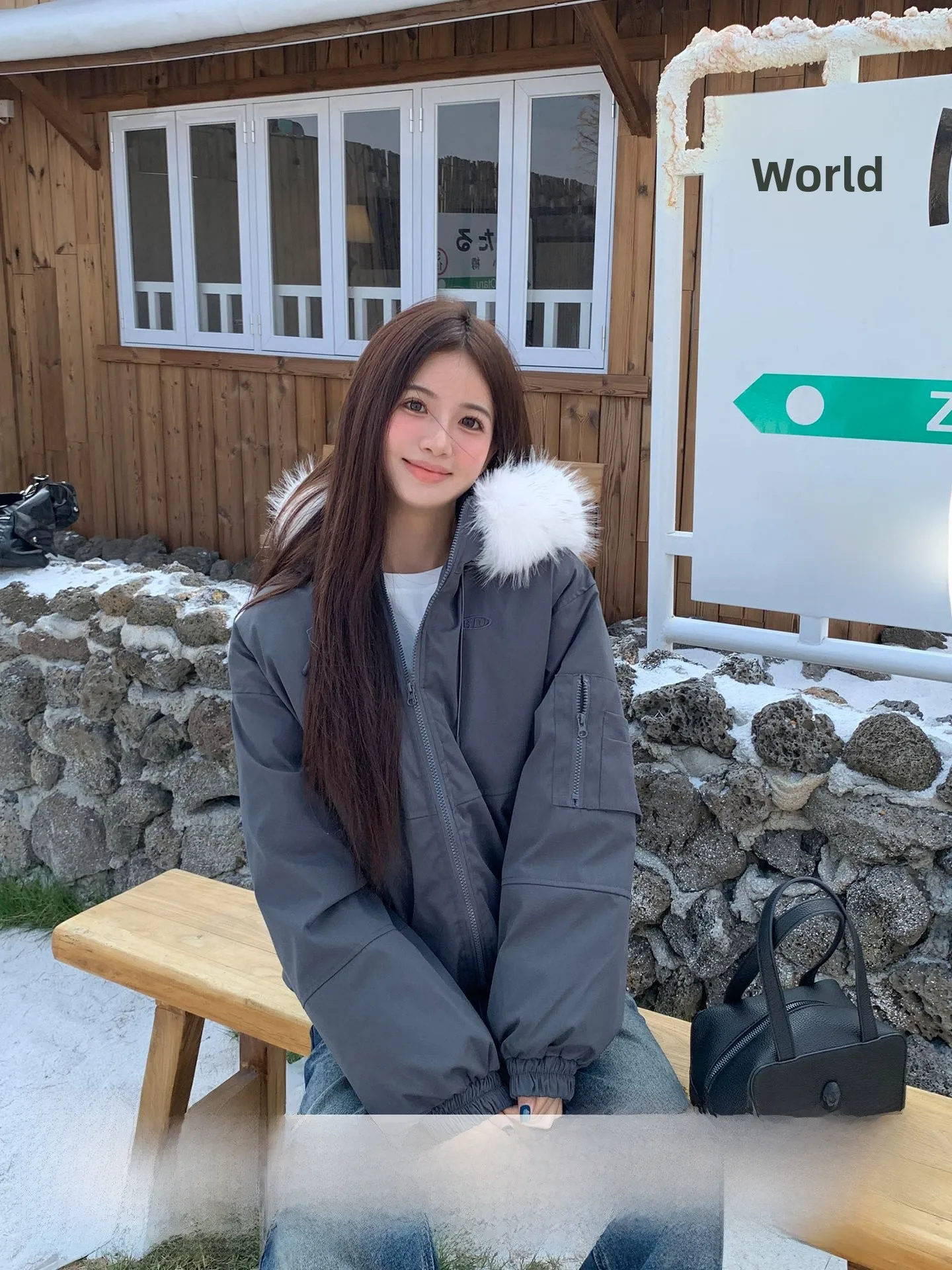 

Корейская женская парка с меховым воротником, теплая хлопковая куртка, оранжевая, утепленная, с длинными рукавами, свободного кроя