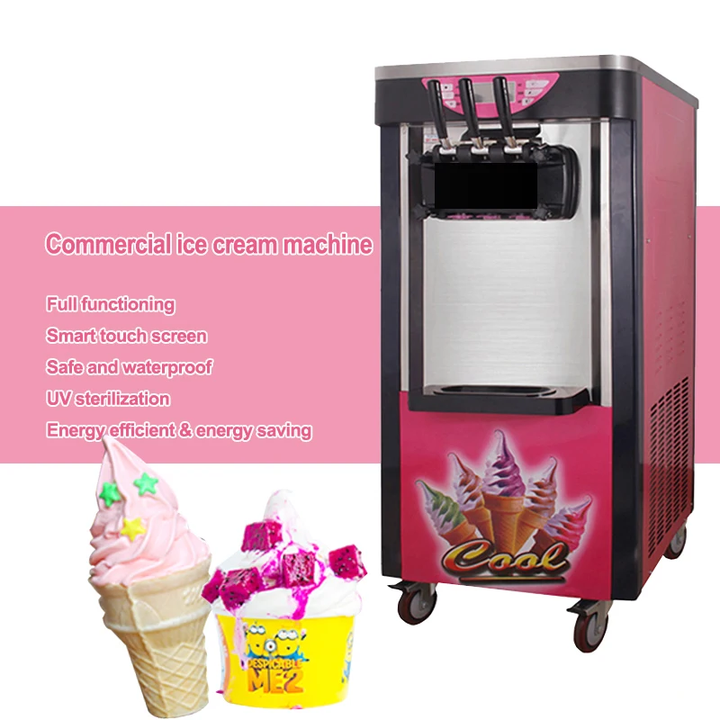 Commercial Ice Cream Maker Stainless Steel Vertical Three Flavors For Milk Tea Shop Yogurt Ice Cream Making Machine