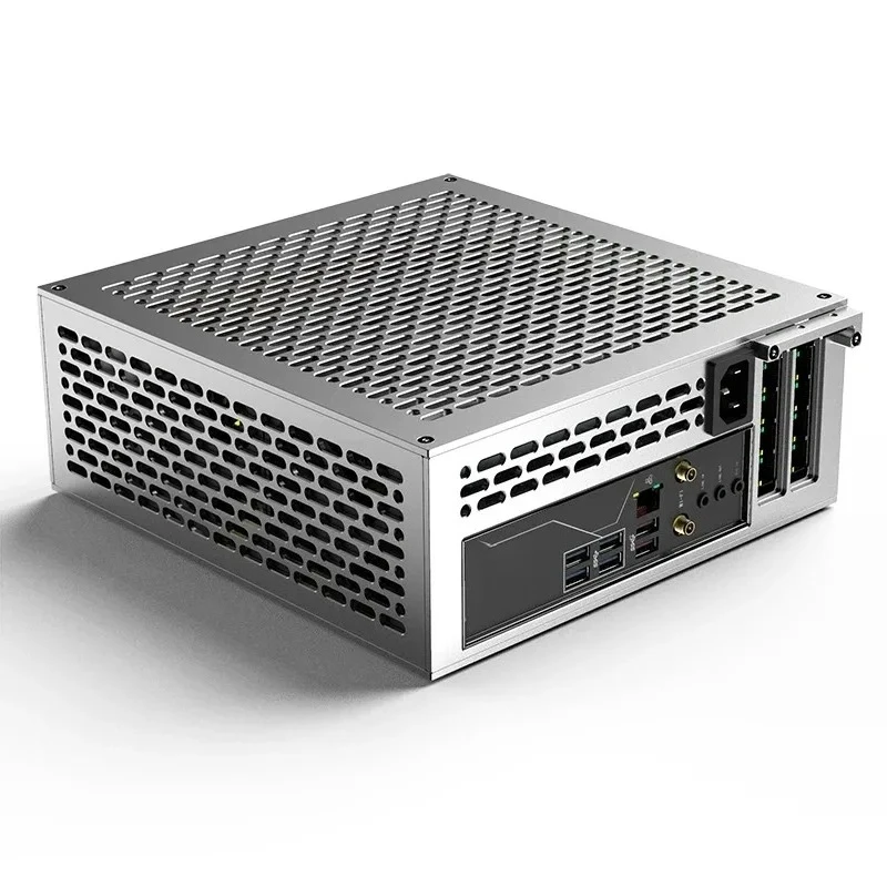 A24-V5 5L chassis small-sized desktop chassis with dual GPU slots, equipped with 1U output power supply and dual GPU slots