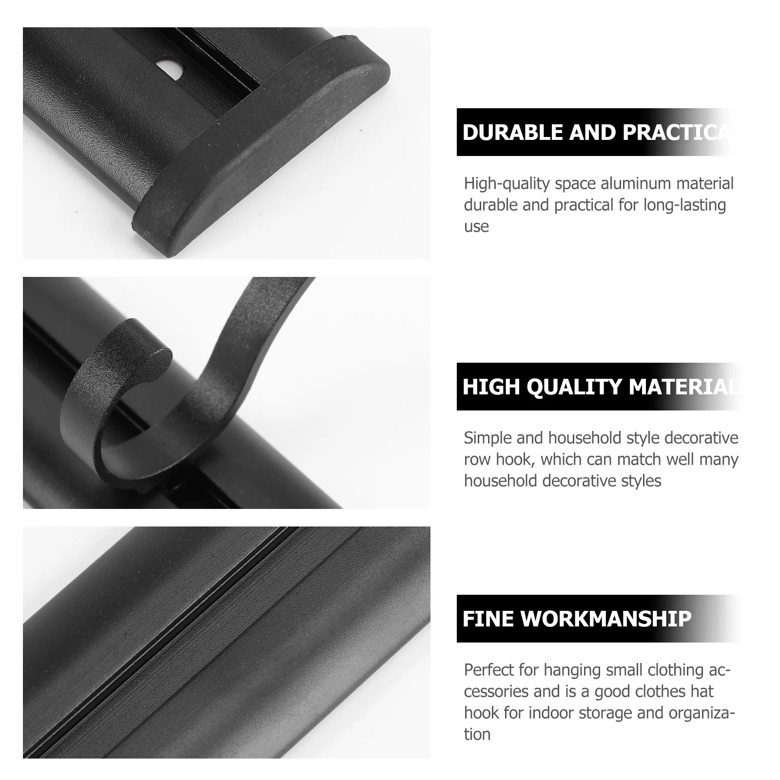 

1pc Bathroom Row Black Space Aluminum Storage Hanger Wall Mounted Clothes Durable Towel Hanger For Home Salon Hotel Use Bathroom