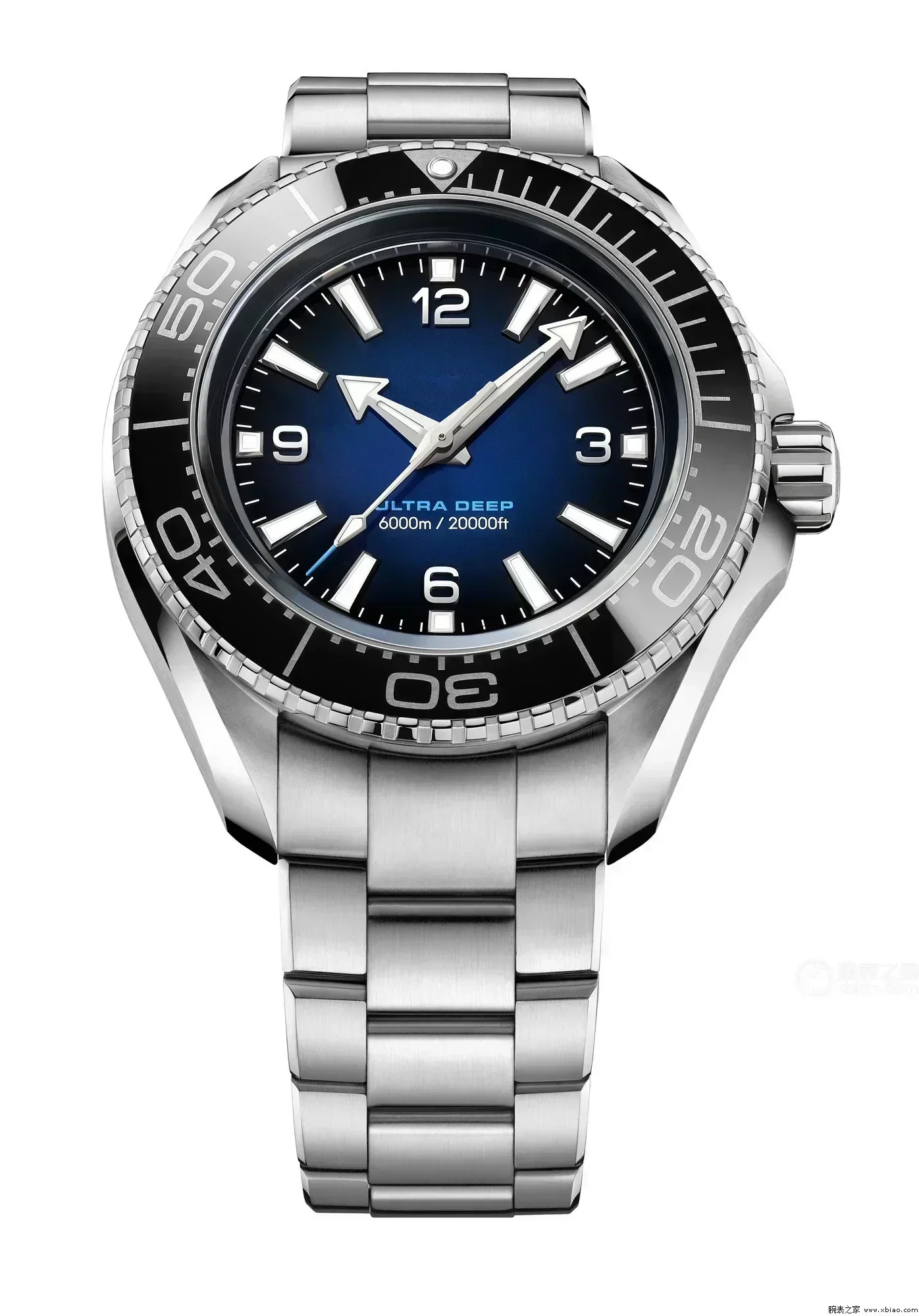 ساعة ميكانيكية أوتوماتيكية للرجال أزرق أسود إطار سيراميك ستانلس ستيل ياقوت فائق العميق 45 ملم مخصصة