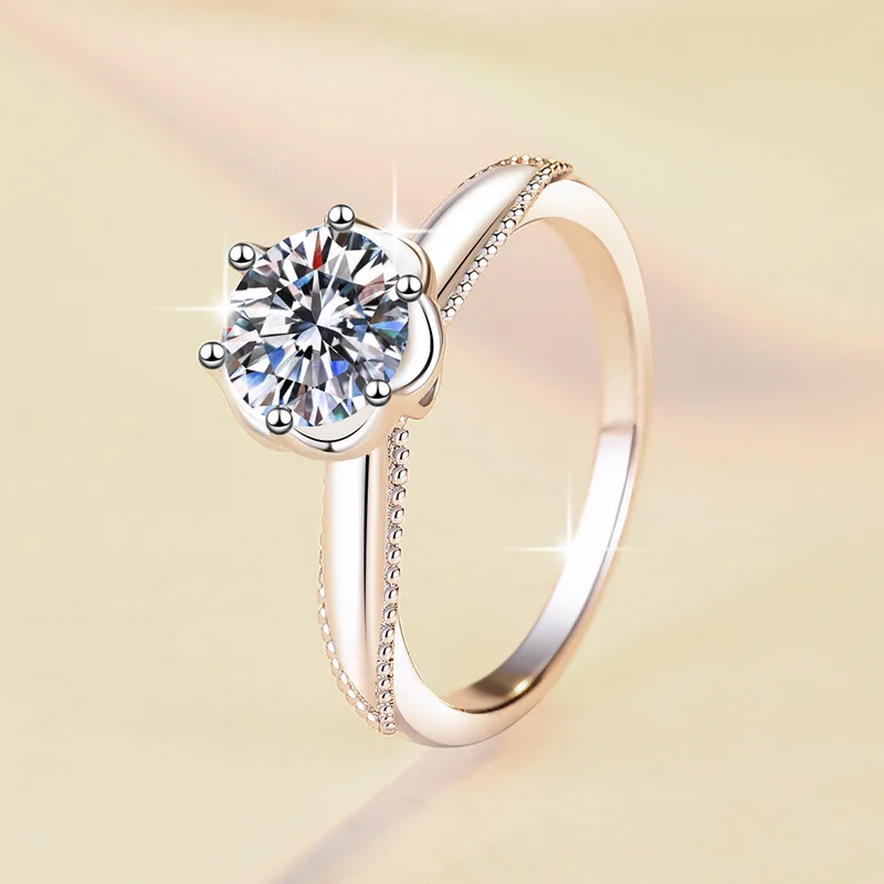 

PT950 Platinum 1Ct Moissanite Rose Bud Ring Women's - Anti-tarnish hypoallergenic, shiny elegant, sweet luxury style