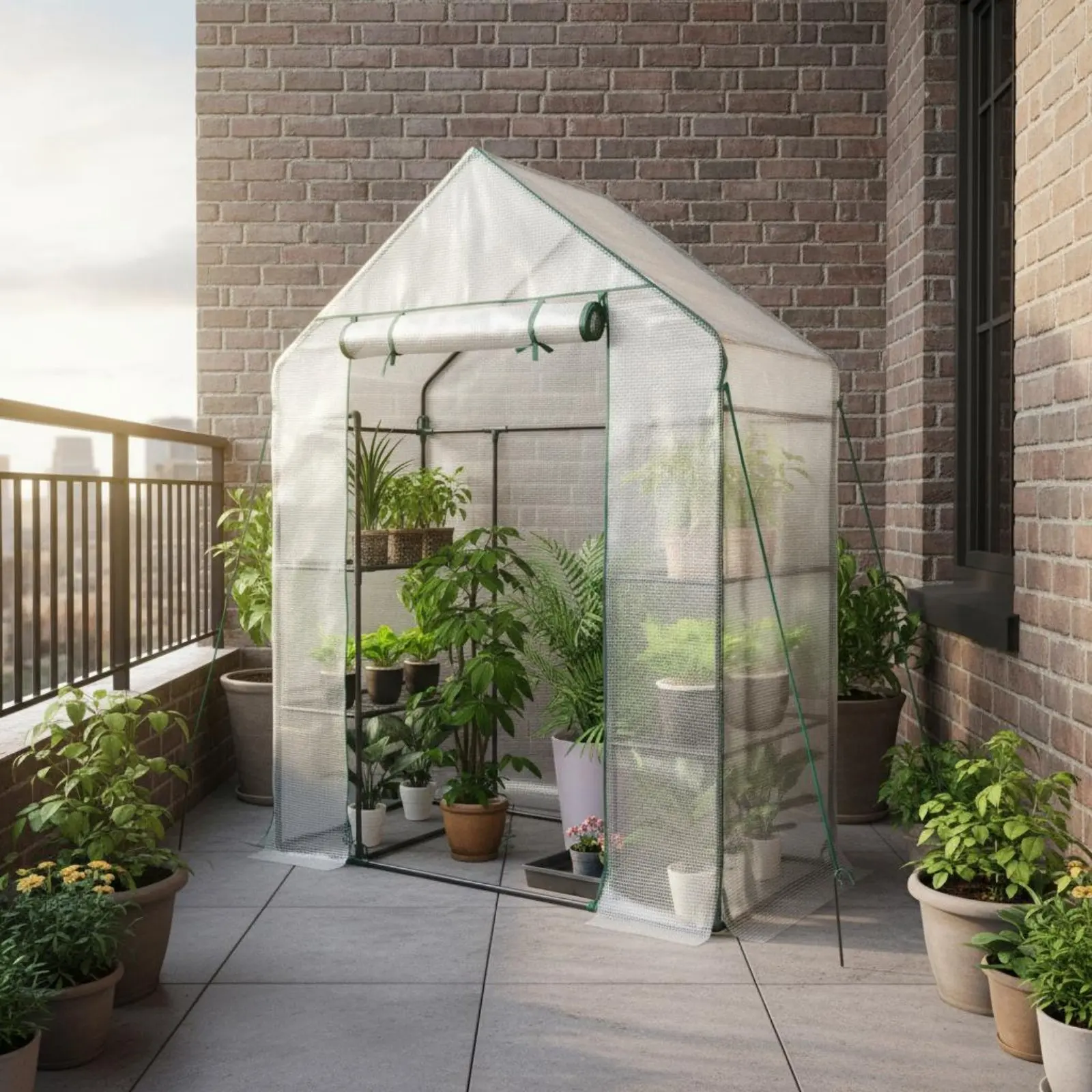 

PE Greenhouse Tent Heat Retention Walkembedded House Plant Hot House Easy to Assemble Garden Structure Space Saving for Winter