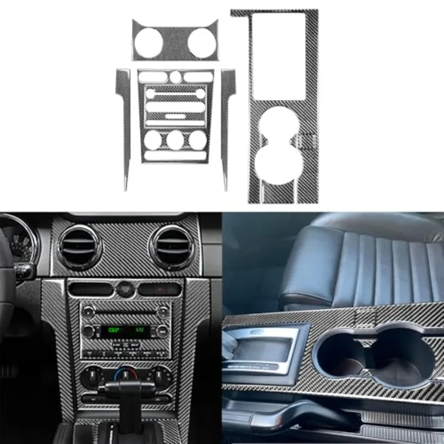 

Car Interior Central Console Instrument Panel Gear Shift Cover Trim Stickers Compatible with Ford Mustang GT Shelby 2005-2009 R
