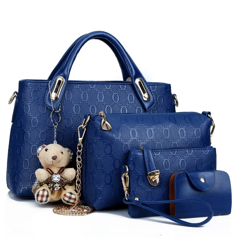 Kobiety 4 zestaw torebki Pu skóra modna torebka od projektanta torba na ramię czarny Vintage kobieta torba Sac A Main