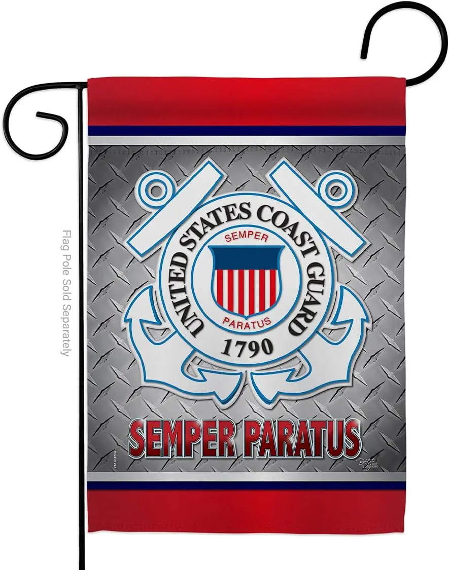 Semper Paratus US Guard Garden Flag - Armed Forces USCG United State American Military Veteran Retire Official - House Decoratio