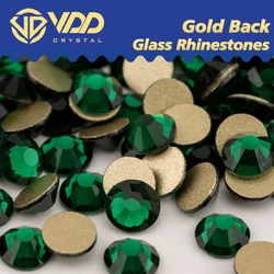 VDD 022 Emerald High Quality SS4-SS20 Glass Rhinestones Crystal Gold Flatback Strass Stones For DIY Nail Art Crafts Accessories