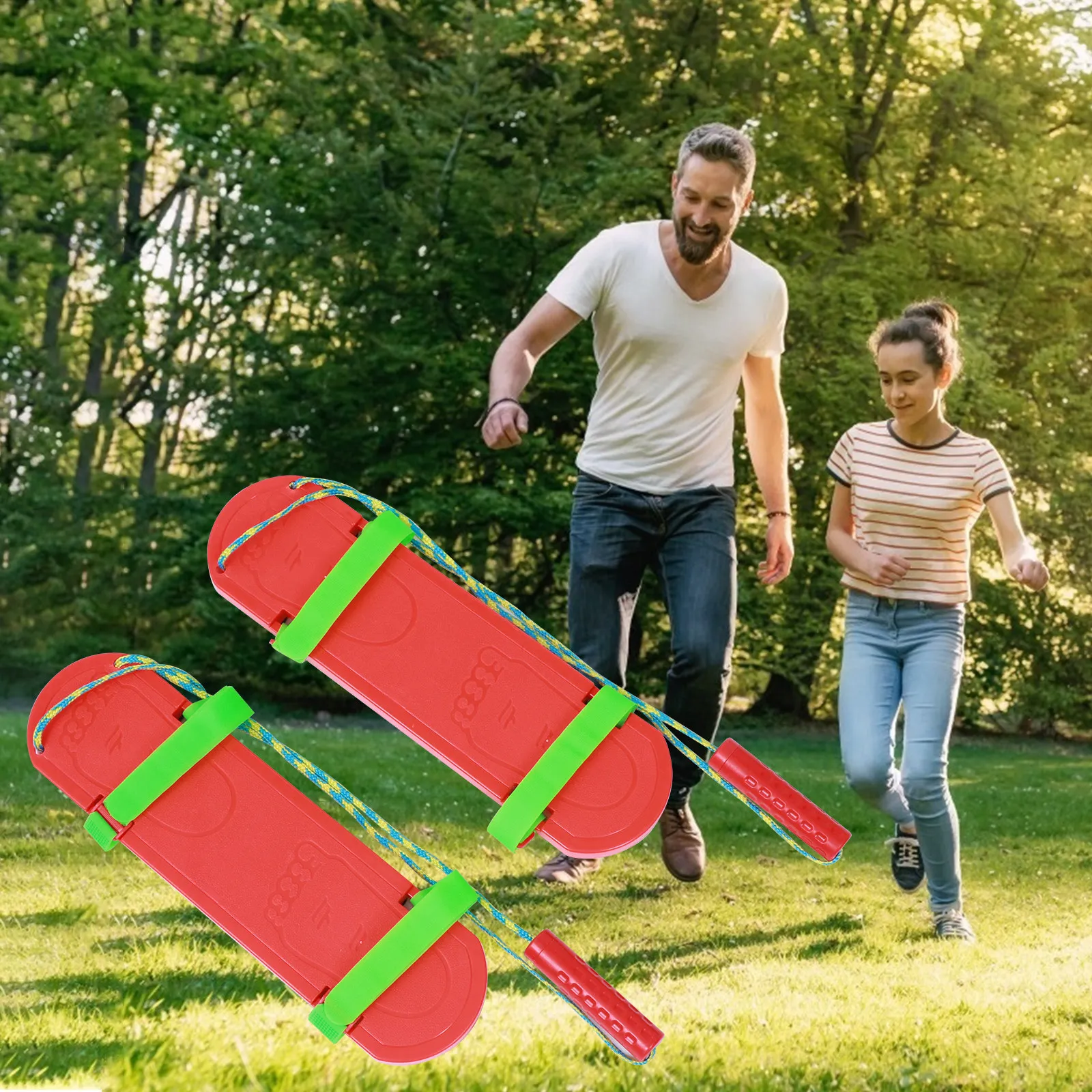 

Пара параллельных обувных тренажеров для синхронных игр, из экологически чистого матового пластика, с противоскользящим покрытием, регулируемым шнуром, для командных игр