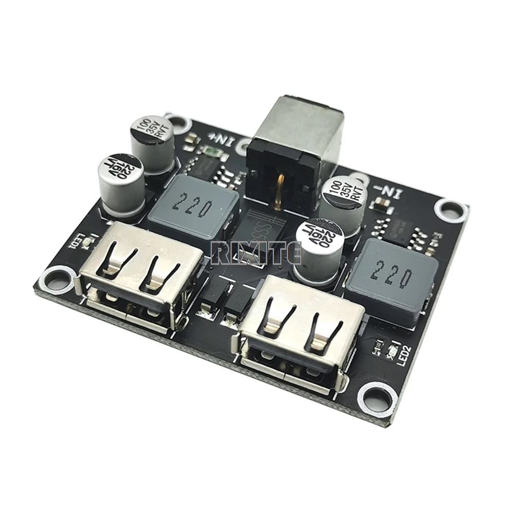 USB QC3.0 QC2.0 USB DC-DC Buck Converter Charging Step Down Module 6-32V 9V 12V 24V To Fast Quick Charger Circuit Board 5V 2Way view 5