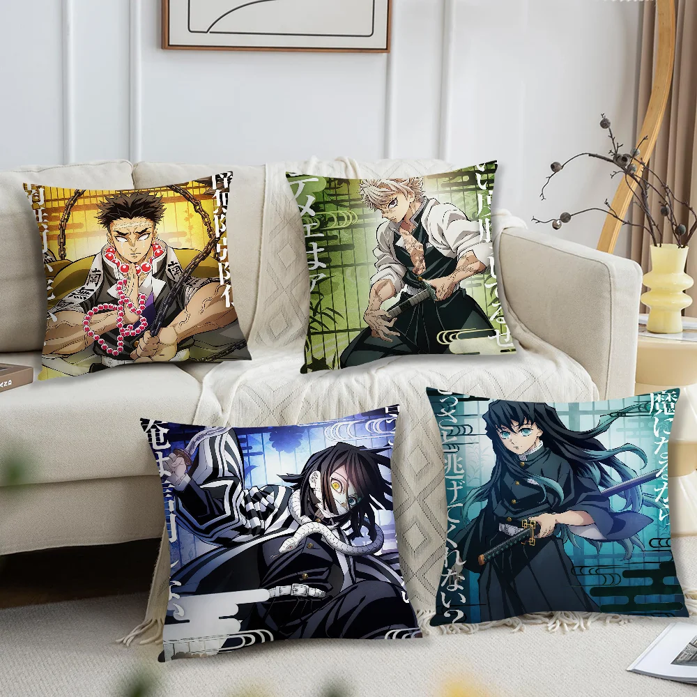 Anime D-Demon S-Slayer Obanai Iguro Pillow Case Living Room Sofa Cushion Cover Suitable For Home Bedroom Room Decoration