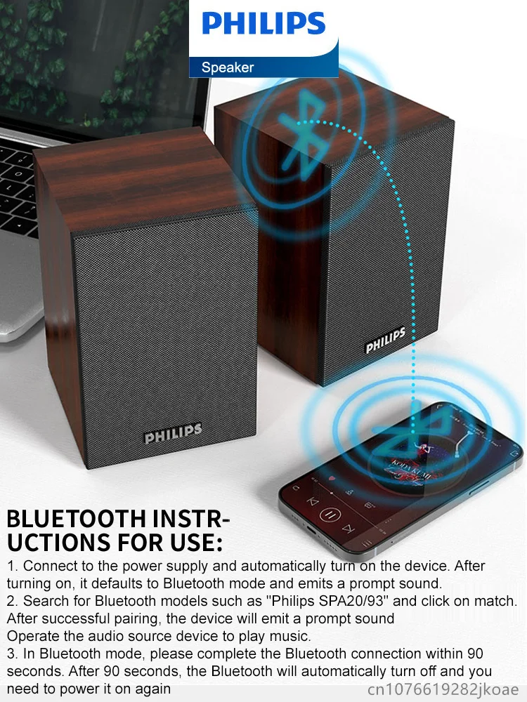 Altoparlante Bluetooth Philips SPA20 con audio surround a 360 gradi Stereo wireless Bluetooth per computer MacBook Laptop