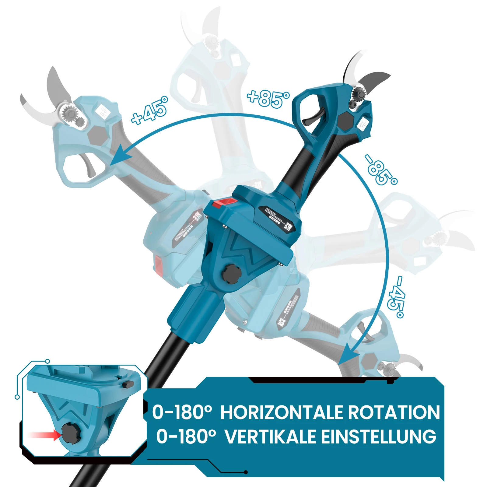 Afbeelding 6: 2M telescopische snoeischaarpaal voor Makita 18V kettingzaag, verlengpaal van aluminiumlegering met 5-hoek verstelbaar en antisliphandvat