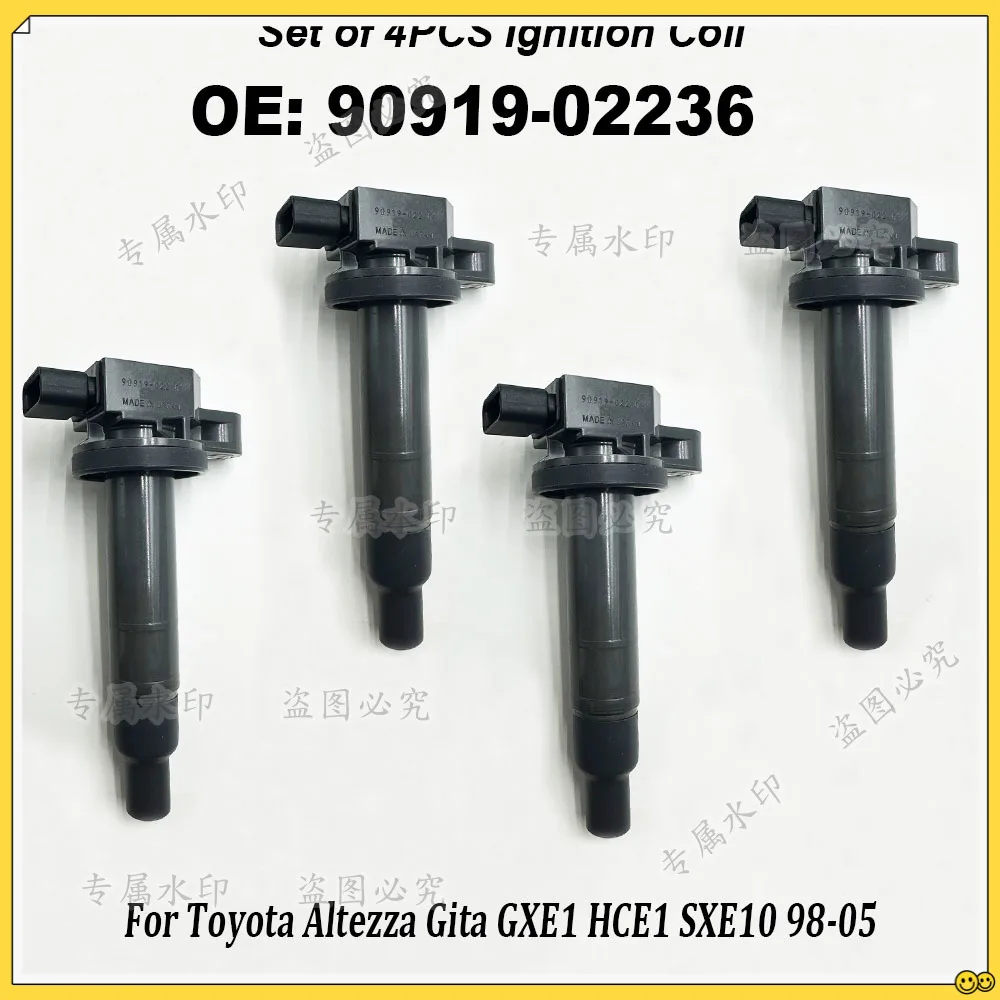 4PCS High Quality with box 90919-02236 9091902236 90919 02236 Ignition Coil for T-oyota Altezza Gita SXE10 3SGE 1998-2005
