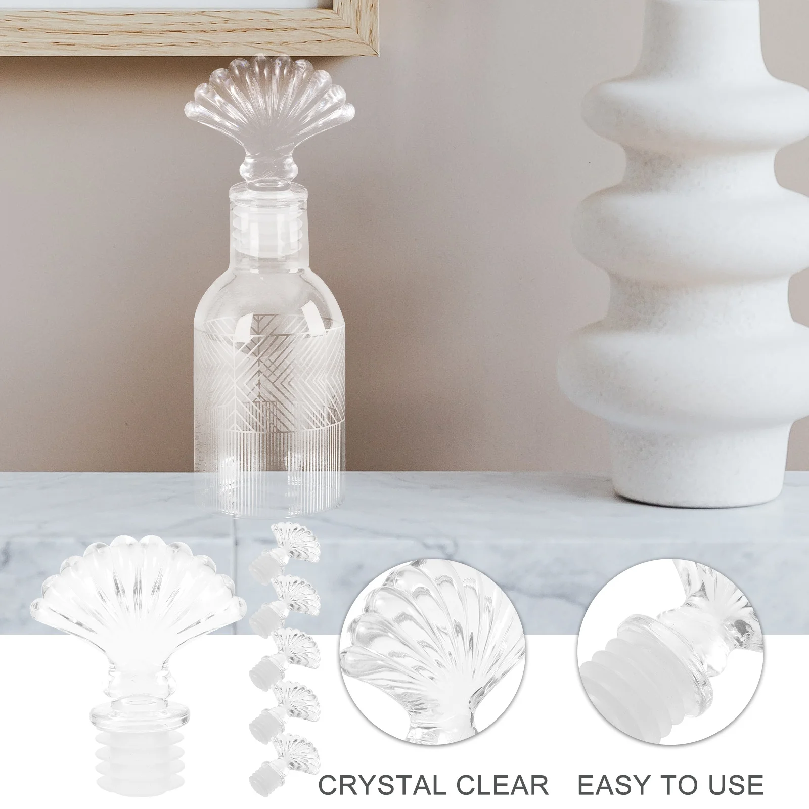 

6Pcs Vintage Glass Bottle Plugs Multi Functional Decorative Caps for Essential Oil Aroma Diffuser Oil Container Use