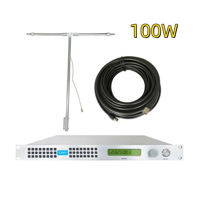 

100W FM transmitter radio & broadcast transmitter with 30M Cables +Fm Antenna 87.5MHz-108MHz