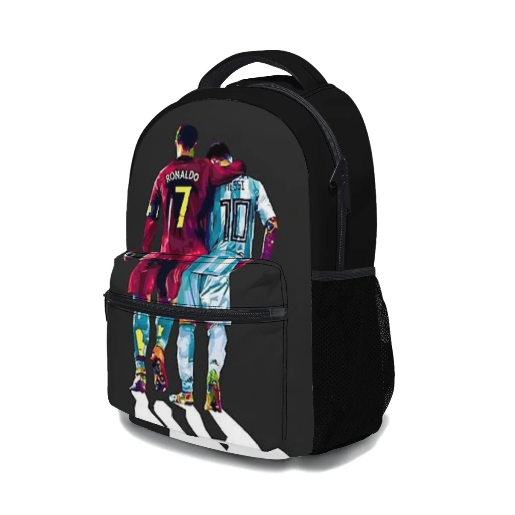 Mochila CR7 e Lionel Messi, grande capacidade, bolsa de livros na moda, dois dos melhores jogadores de futebol, novo, 17"