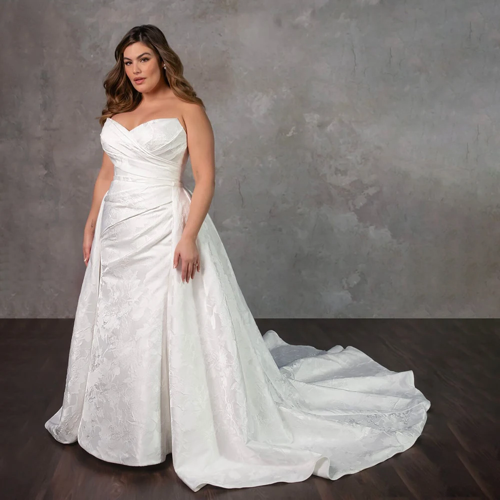 

Customized Sweetheart Mermaid Wedding Dresses With Detachable Skirt Custom Backless Evening Bridal Gowns Vestidos De Novia