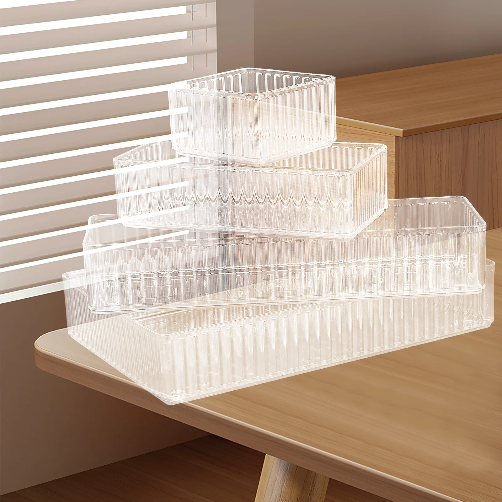 

18pcs Transparent Drawer Storage Case Clear Acrylic Organizer For Small Items Stackable Divider Trays Home Office Makeup Kitchen