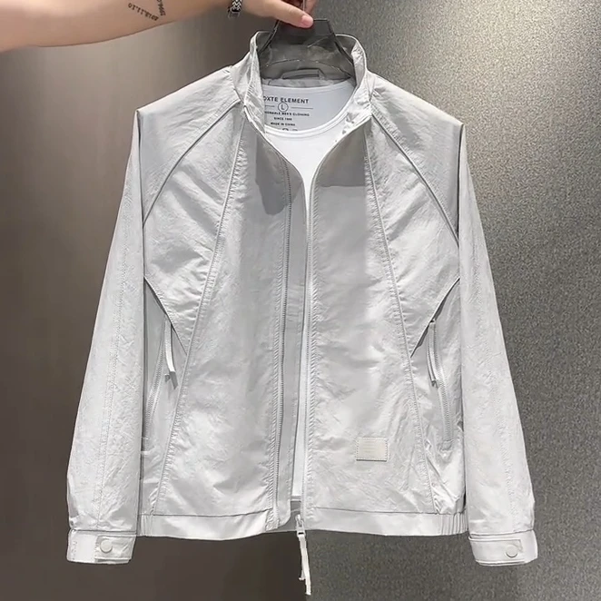 

Весенне-осенний новый мужской повседневный ветрозащитный воротник-стойка с воротником-стойкой, модный универсальный топ для отдыха, молодежный завод