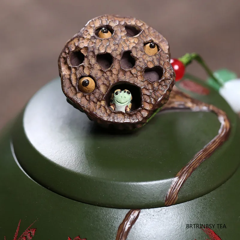الصينية ييشينغ الأرجواني الطين إبريق الشاي الإبداعية اليدوية لوتس الضفدع براد شاي الخام خام الأخضر الطين غلاية المنزلية Zisha Teaware 310 مللي