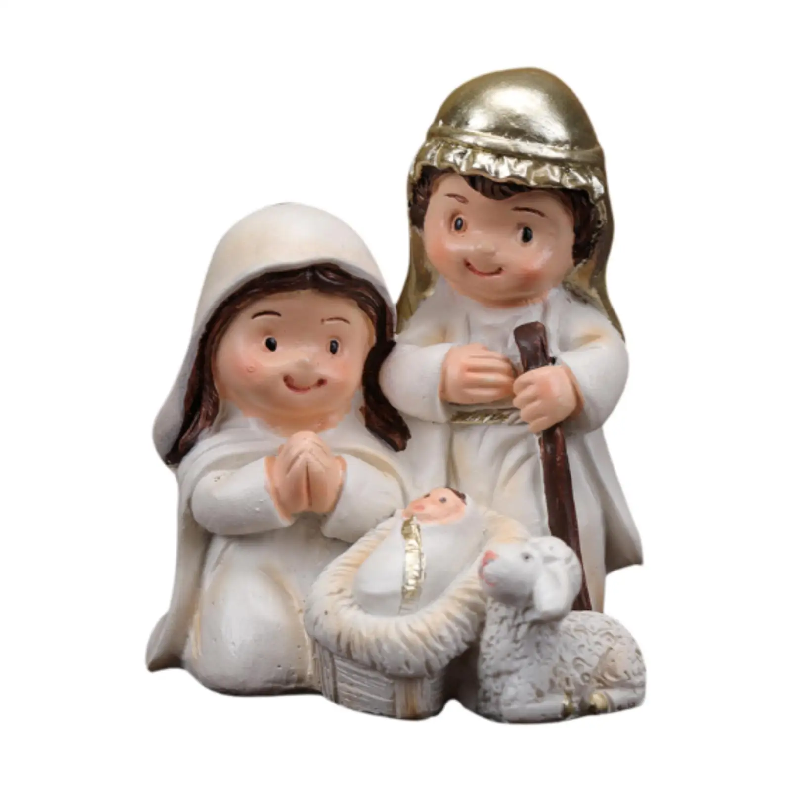 Holy Family Figurine God Christian Blessed Virgin Mary Xmas Jesus Birth Statue for Mantel Living Room Desk Holiday Fireplace